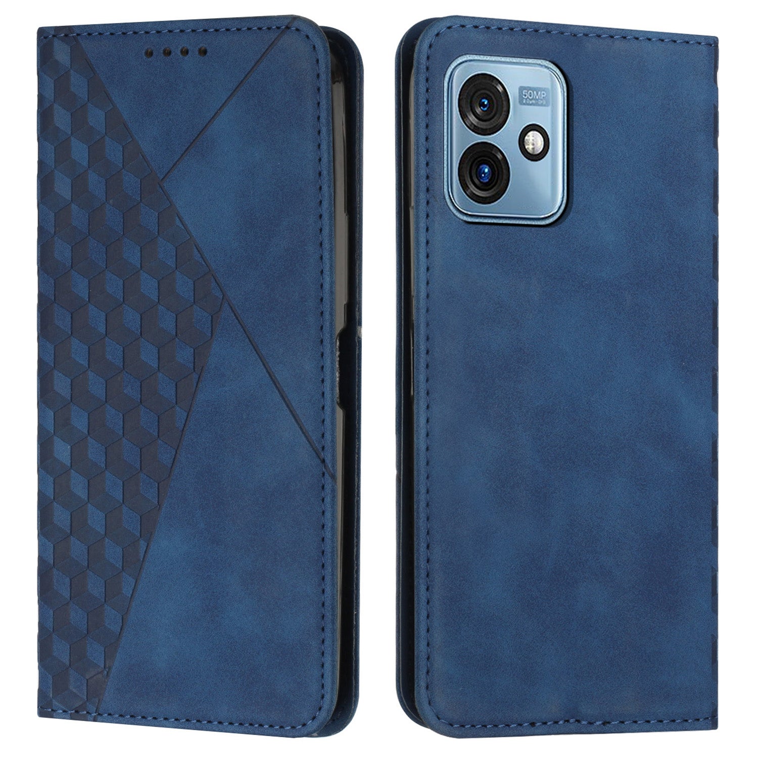 Phone Case for Motorola Moto G 5G (2023) Imprinted Rhombus Pattern Leather Cover Wallet Stand Case