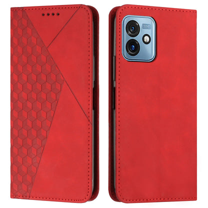 Phone Case for Motorola Moto G 5G (2023) Imprinted Rhombus Pattern Leather Cover Wallet Stand Case