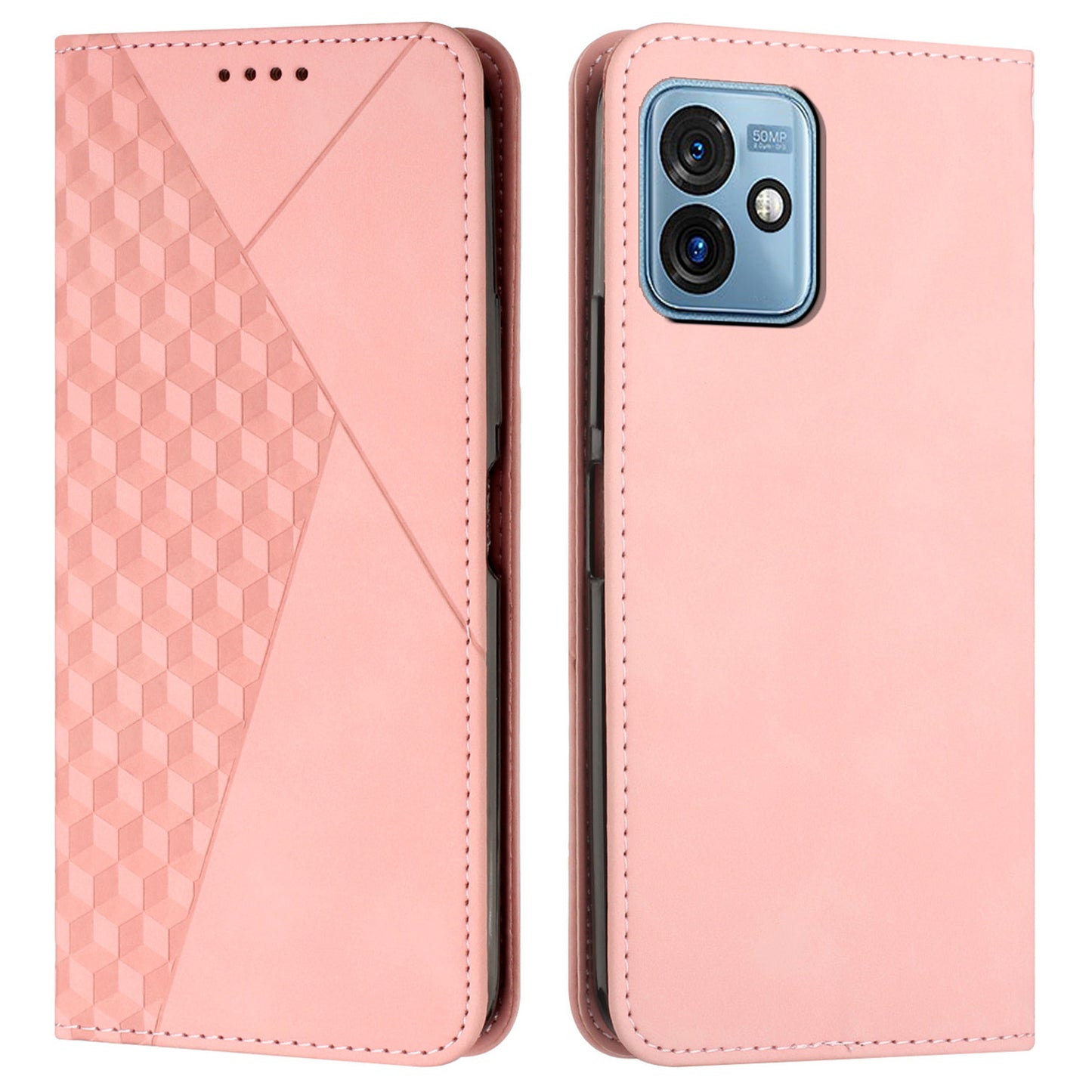 Phone Case for Motorola Moto G 5G (2023) Imprinted Rhombus Pattern Leather Cover Wallet Stand Case