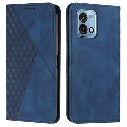 For Motorola Moto G Stylus 5G (2023) Wallet Stand Phone Case Imprinted Rhombus Pattern Leather Cover