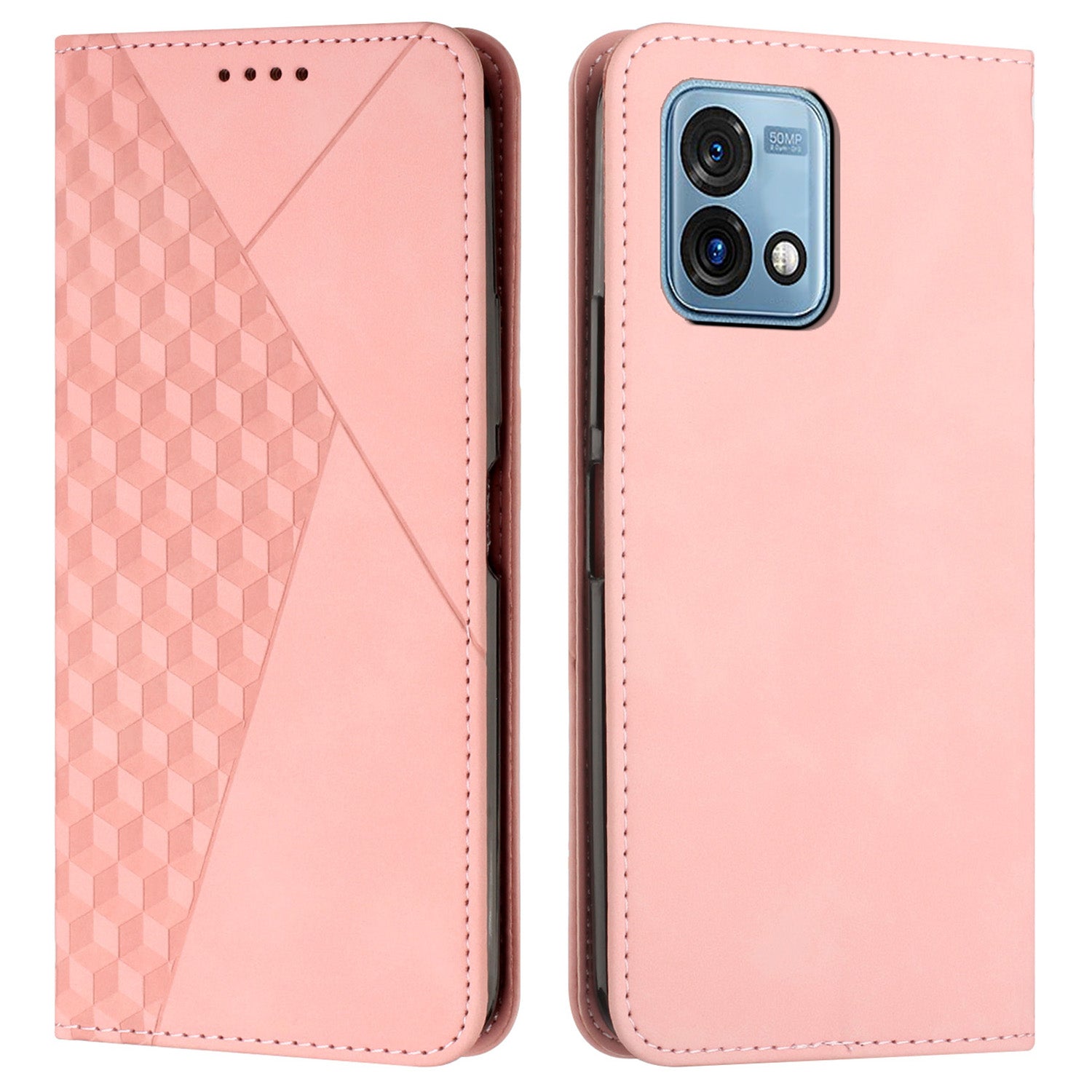 For Motorola Moto G Stylus 5G (2023) Wallet Stand Phone Case Imprinted Rhombus Pattern Leather Cover