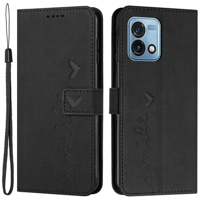 For Motorola Moto G Stylus 5G (2023) Stand Wallet Phone Leather Case Imprinted Heart Shape Phone Cover with Strap