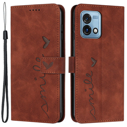 For Motorola Moto G Stylus 5G (2023) Stand Wallet Phone Leather Case Imprinted Heart Shape Phone Cover with Strap