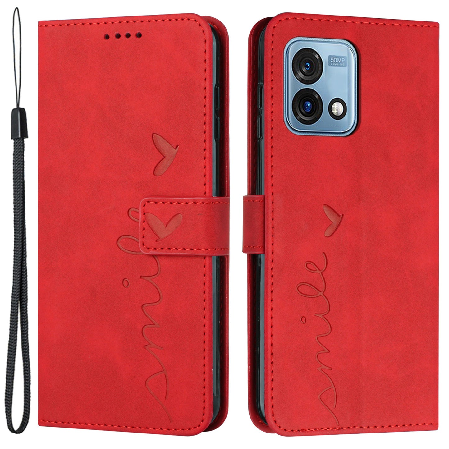 For Motorola Moto G Stylus 5G (2023) Stand Wallet Phone Leather Case Imprinted Heart Shape Phone Cover with Strap