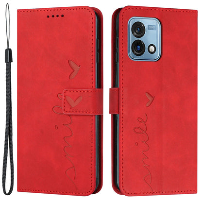 For Motorola Moto G Stylus 5G (2023) Stand Wallet Phone Leather Case Imprinted Heart Shape Phone Cover with Strap