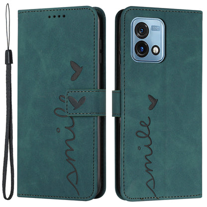 For Motorola Moto G Stylus 5G (2023) Stand Wallet Phone Leather Case Imprinted Heart Shape Phone Cover with Strap