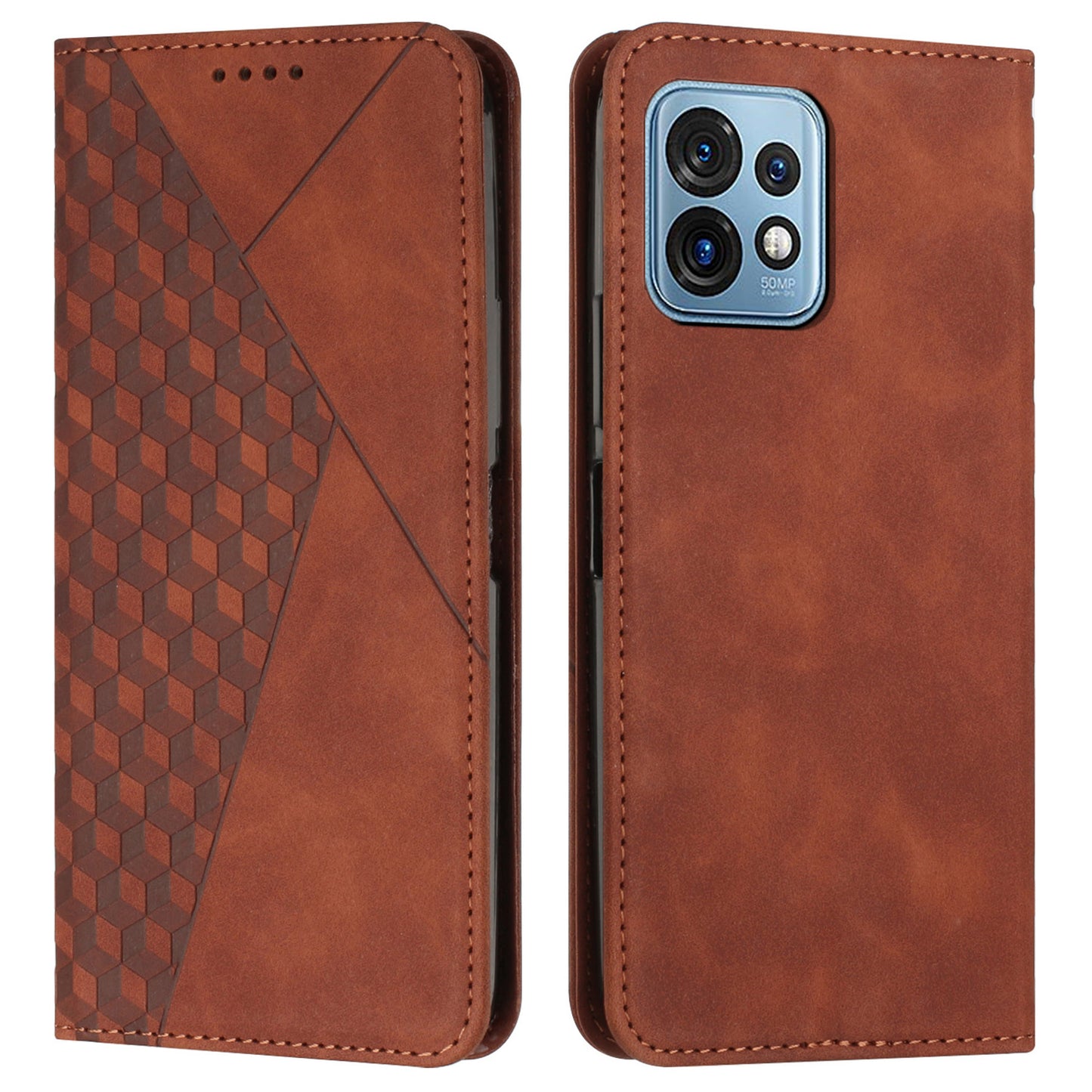 For Motorola Edge+ (2023) / Edge 40 Pro 5G / Moto X40 5G Imprinted Rhombus Wallet Stand Phone Case Leather Flip Cover