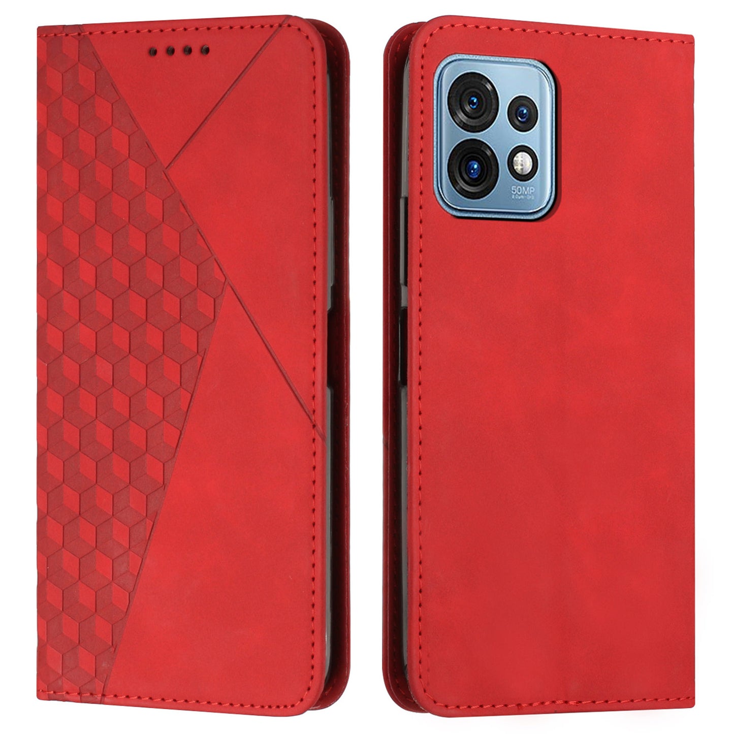 For Motorola Edge+ (2023) / Edge 40 Pro 5G / Moto X40 5G Imprinted Rhombus Wallet Stand Phone Case Leather Flip Cover