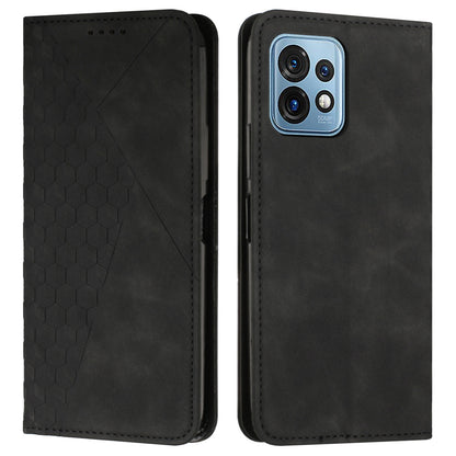 For Motorola Edge+ (2023) / Edge 40 Pro 5G / Moto X40 5G Imprinted Rhombus Wallet Stand Phone Case Leather Flip Cover