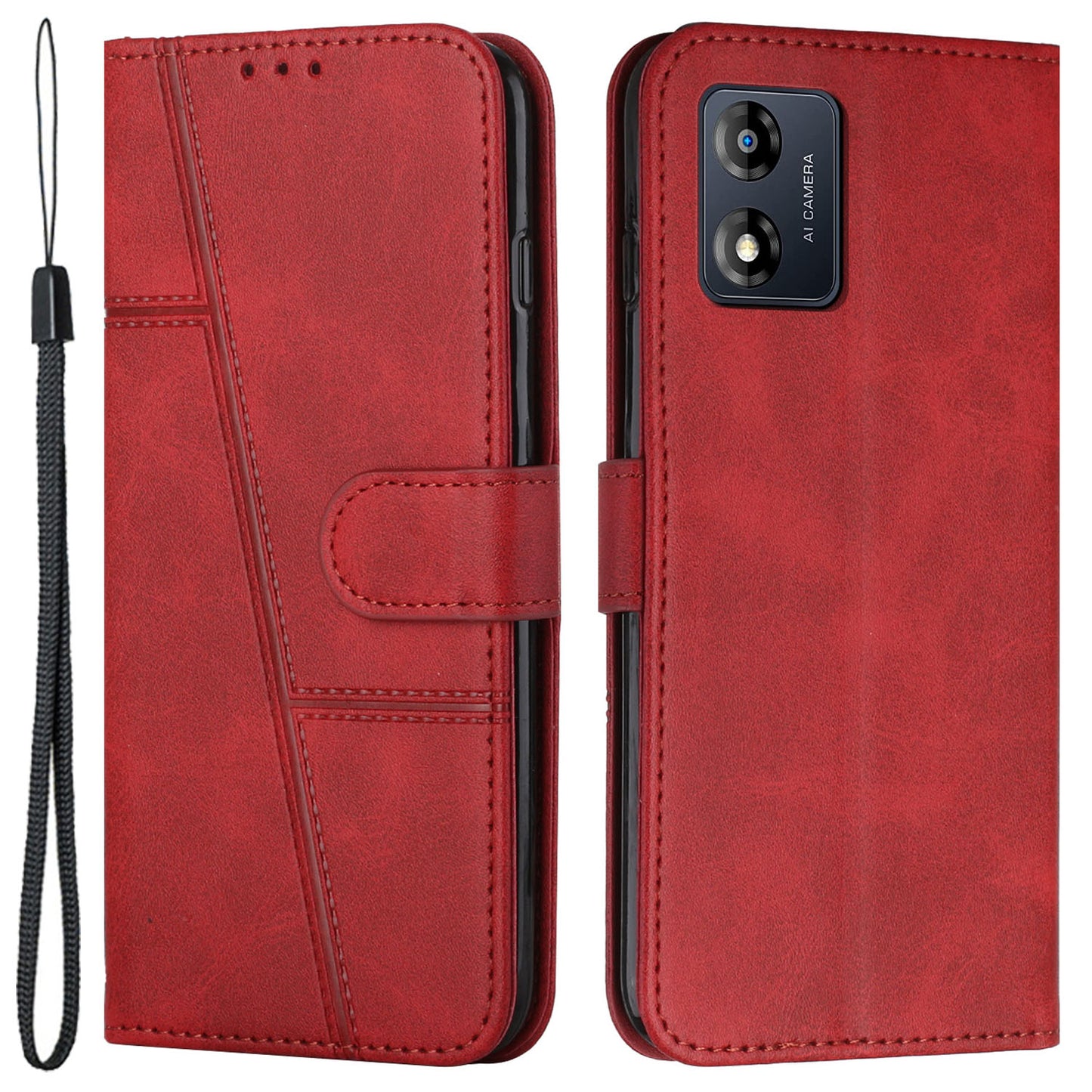 Leather Phone Case for Motorola Moto E13 4G , Flip Stand Wallet Drop-proof Phone Cover