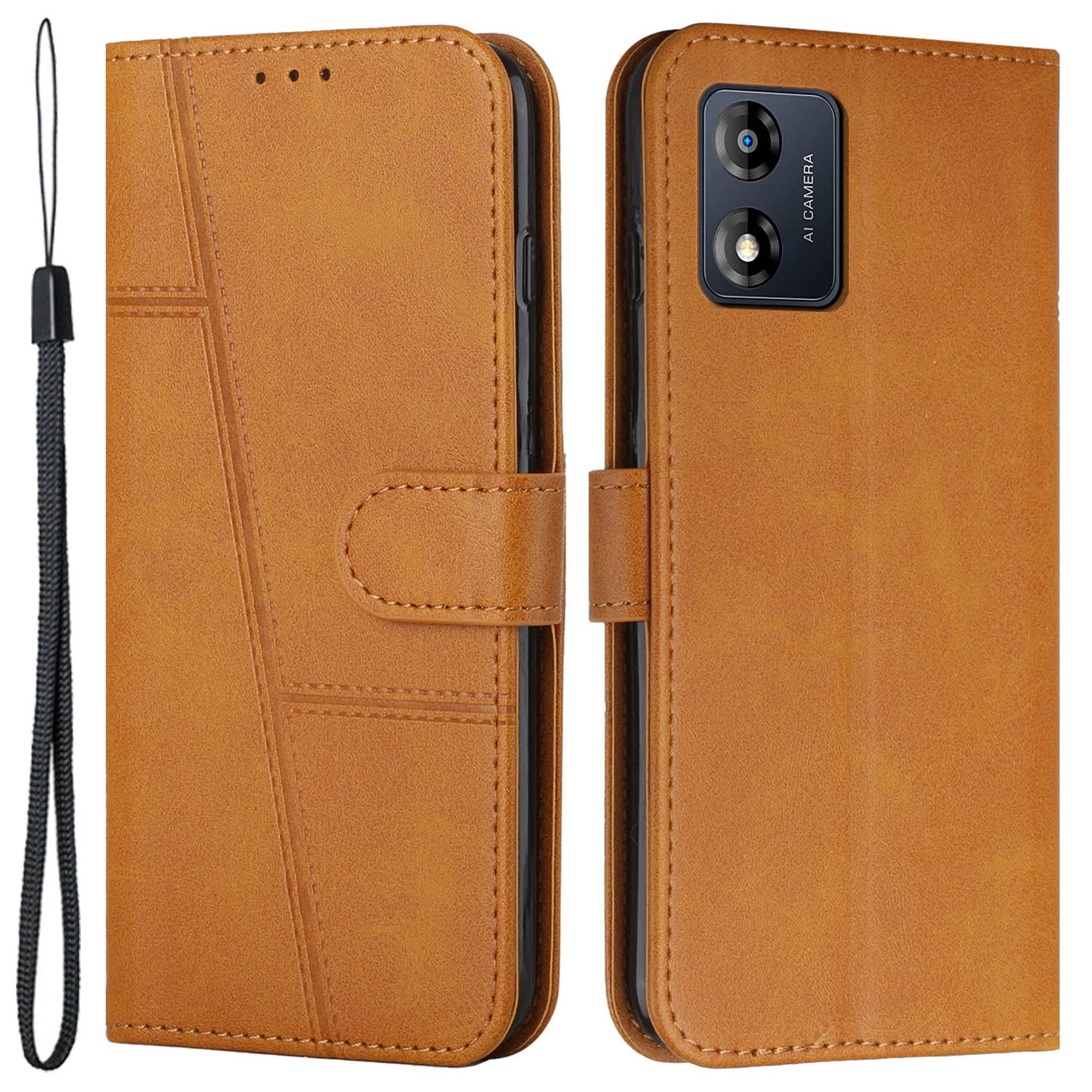 Leather Phone Case for Motorola Moto E13 4G , Flip Stand Wallet Drop-proof Phone Cover