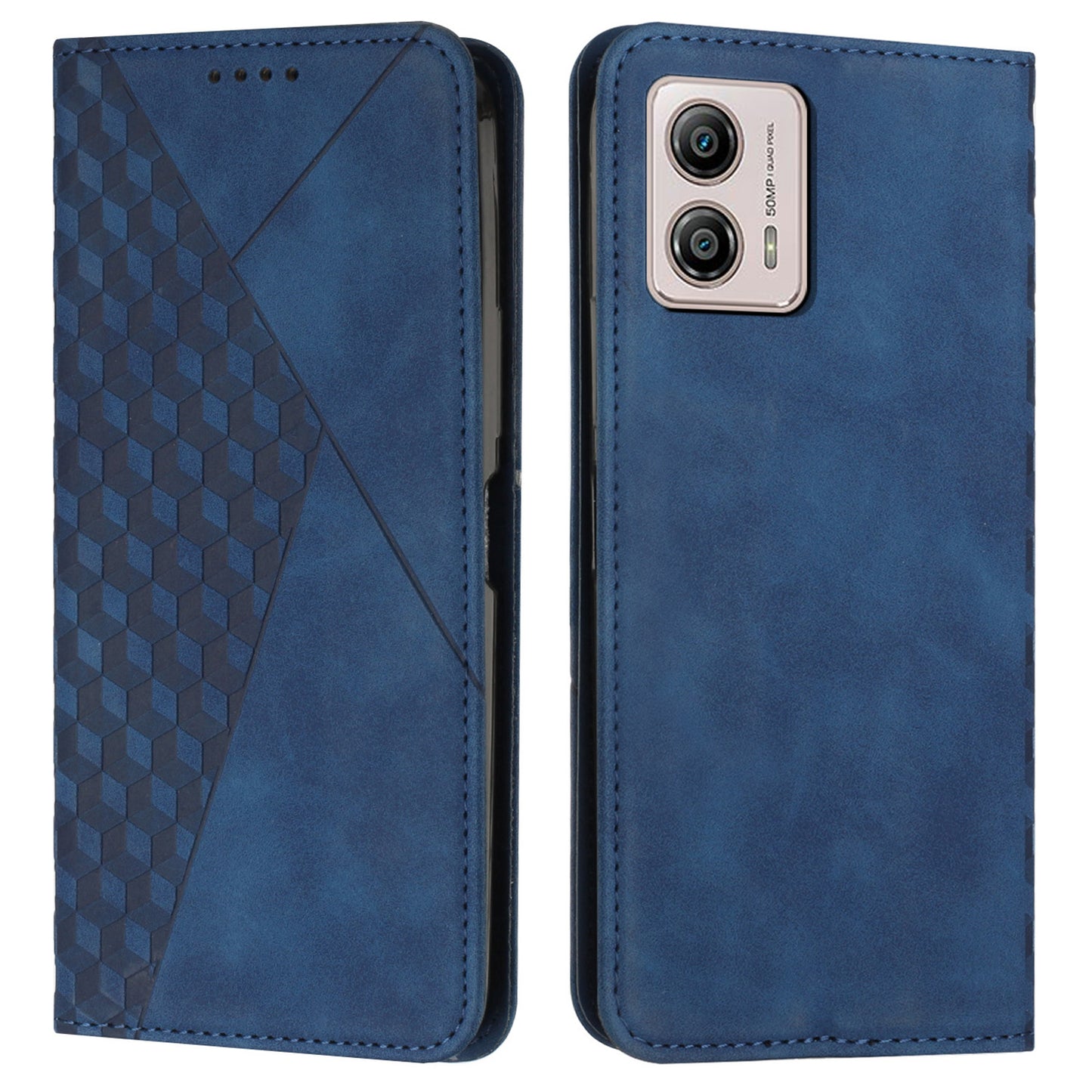 For Motorola Moto G73 5G Imprinted Rhombus Wallet Stand Leather Phone Case Shockproof Cover