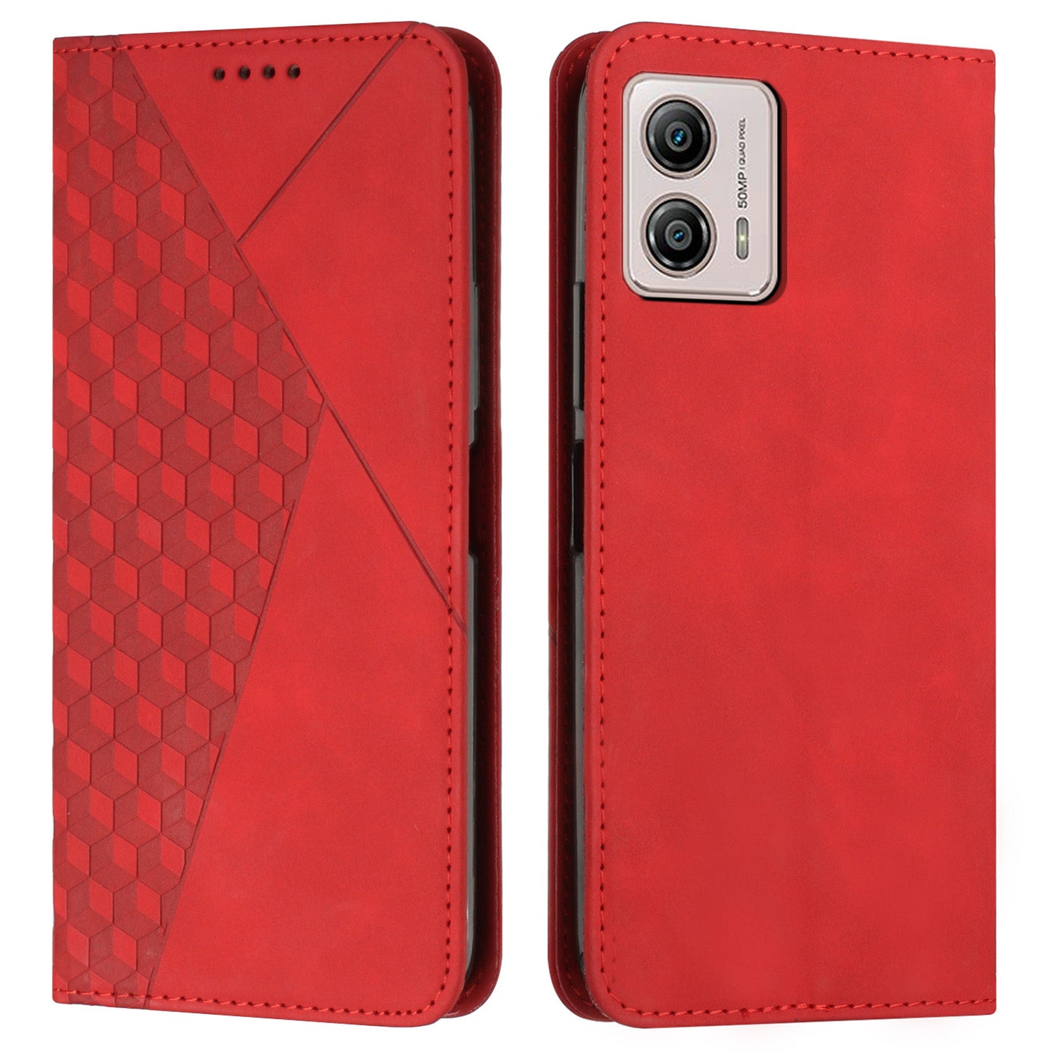 For Motorola Moto G73 5G Imprinted Rhombus Wallet Stand Leather Phone Case Shockproof Cover