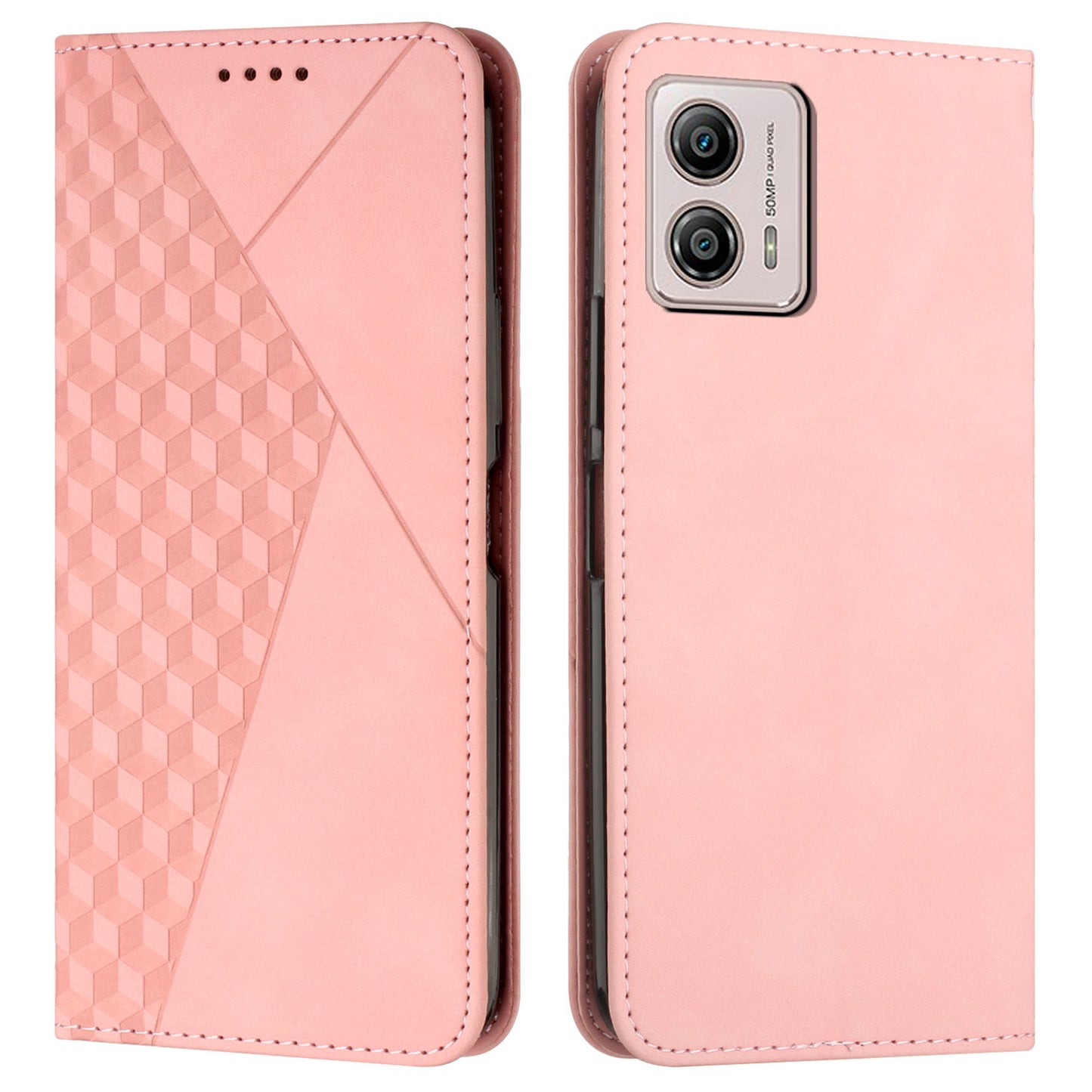 For Motorola Moto G73 5G Imprinted Rhombus Wallet Stand Leather Phone Case Shockproof Cover