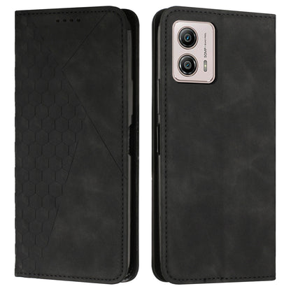 For Motorola Moto G73 5G Imprinted Rhombus Wallet Stand Leather Phone Case Shockproof Cover