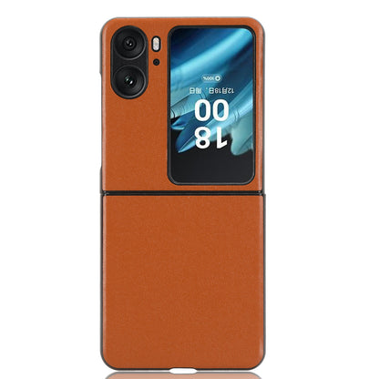 For Oppo Find N2 Flip 5G Drop Resistant PU Leather Coated PC Phone Case Protective Shell