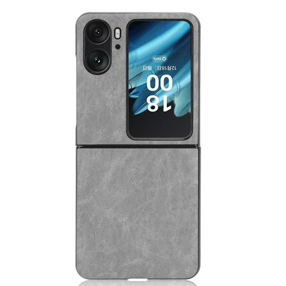 For Oppo Find N2 Flip 5G Back Case Textured PU Leather Coated PC Phone Protective Cover