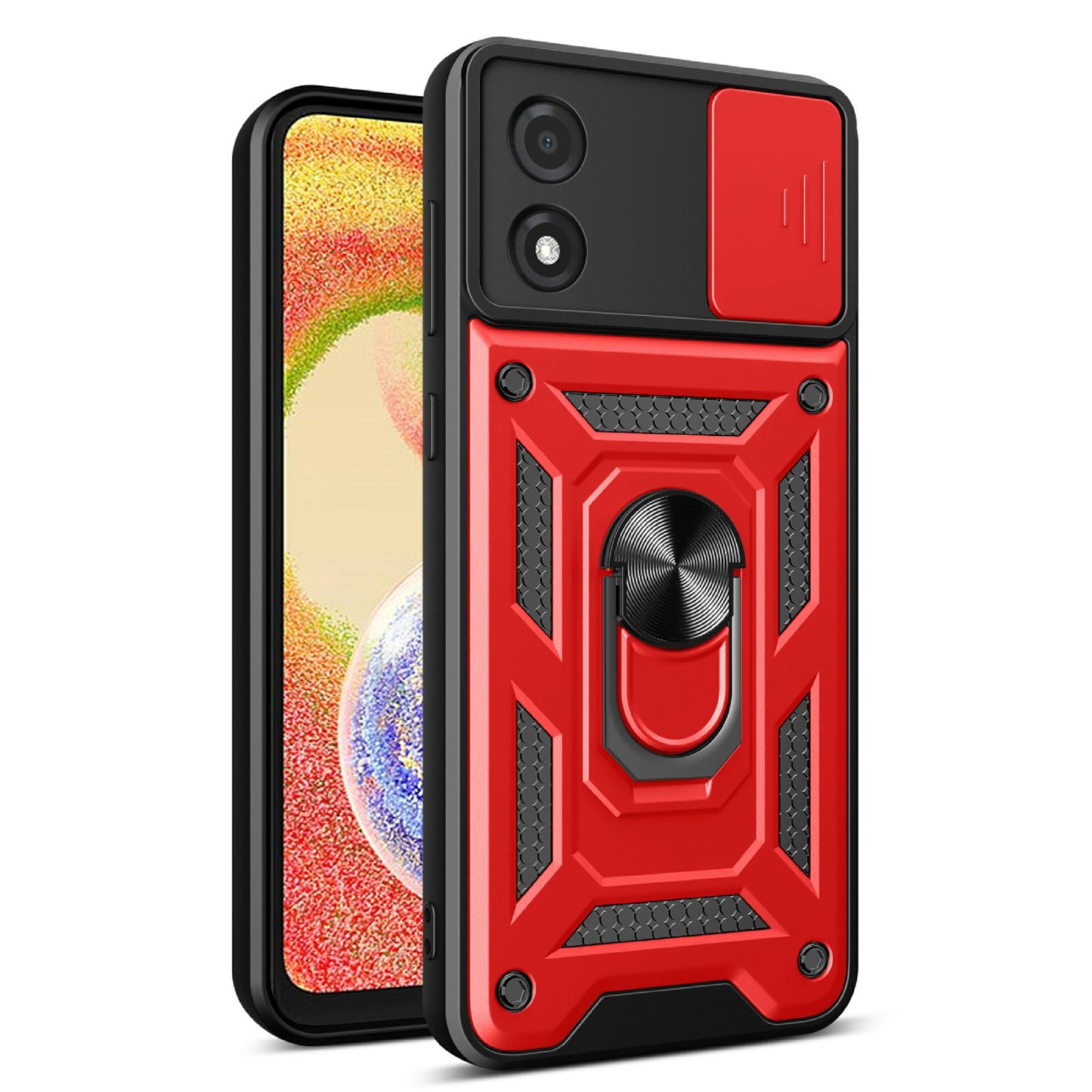 For Motorola Moto E13 4G Kickstand Slide Push Pull Camera Lens Protection Cover PC+TPU Mobile Phone Case