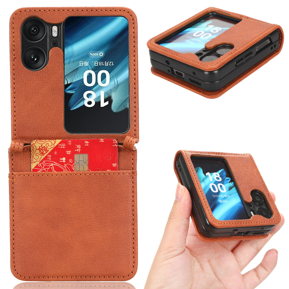 For Oppo Find N2 Flip 5G Phone Case Anti-Drop PU Leather PC Protective Wallet Cover