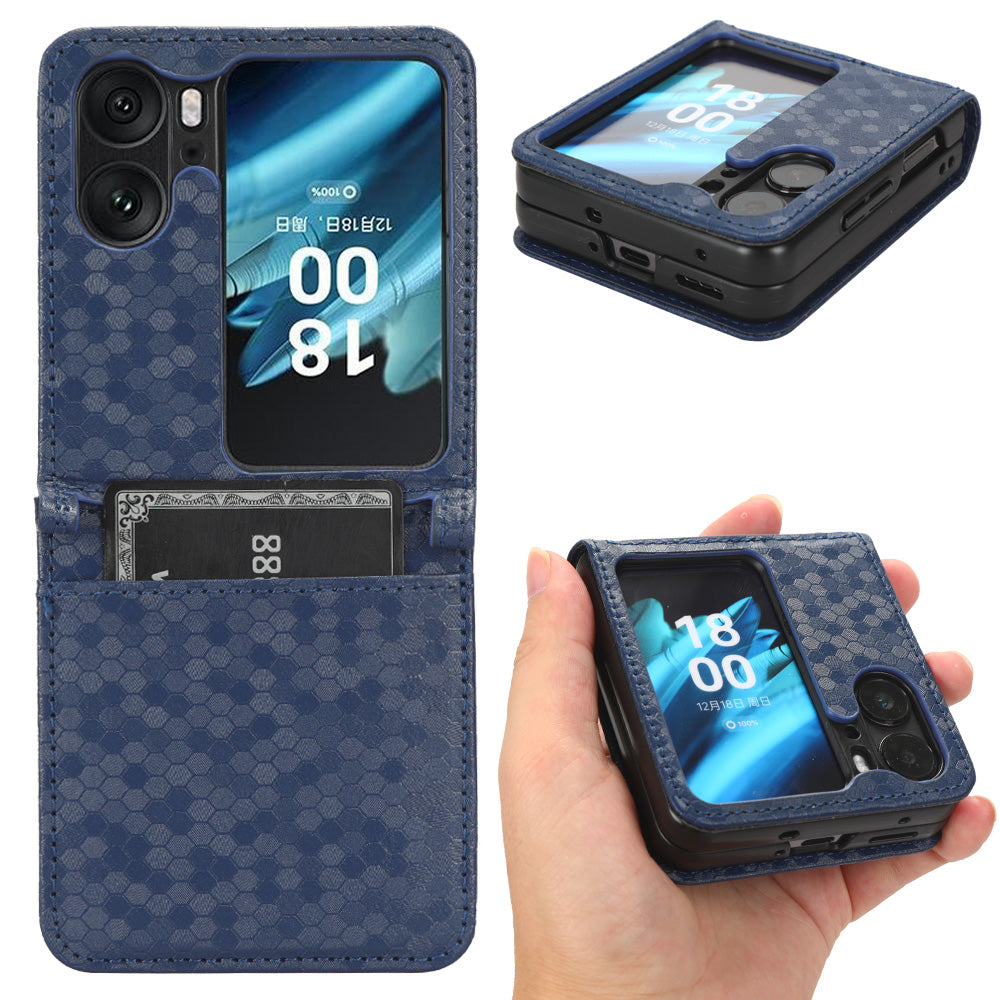 Folding Phone Leather Case for Oppo Find N2 Flip 5G , Dot Pattern Imprinted Card Holder Phone Cover