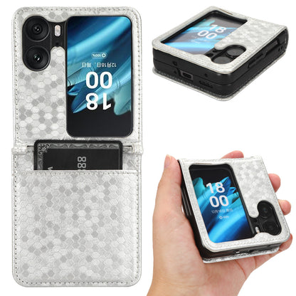 Folding Phone Leather Case for Oppo Find N2 Flip 5G , Dot Pattern Imprinted Card Holder Phone Cover