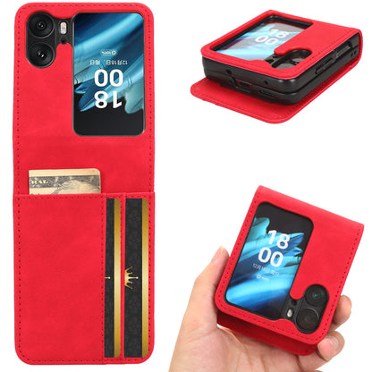 Skin-Touch Phone Case for Oppo Find N2 Flip 5G Separable Design Leather Coated PC Cover with Wallet