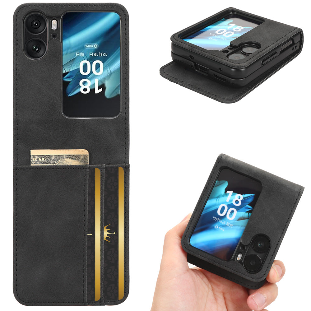 Skin-Touch Phone Case for Oppo Find N2 Flip 5G Separable Design Leather Coated PC Cover with Wallet