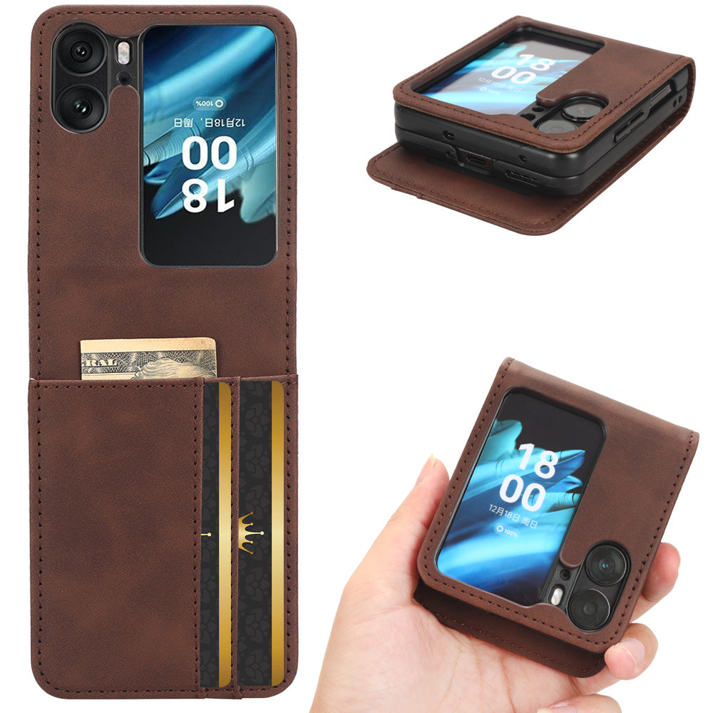 Skin-Touch Phone Case for Oppo Find N2 Flip 5G Separable Design Leather Coated PC Cover with Wallet