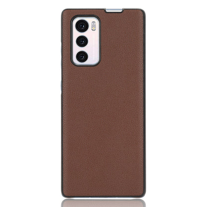 For LG Wing 5G Litchi Texture PU Leather Coated PC Case Anti-scratch Cell Phone Cover