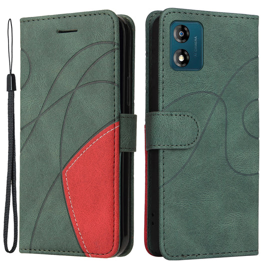 KT Leather Series-1 Leather Wallet Phone Flip Case for Motorola Moto E13 4G Dual-color Splicing Stand Cover