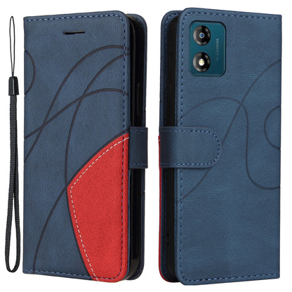 KT Leather Series-1 Leather Wallet Phone Flip Case for Motorola Moto E13 4G Dual-color Splicing Stand Cover