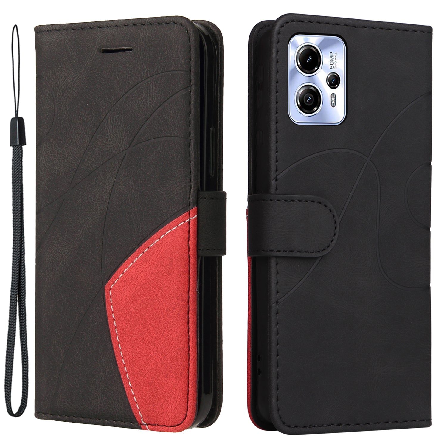 KT Leather Series-1 Flip Stand Phone Case for Motorola Moto G13 4G / G23 4G / G53 5G Wallet Dual-color Splicing Leather Cover