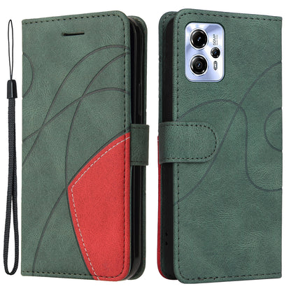 KT Leather Series-1 Flip Stand Phone Case for Motorola Moto G13 4G / G23 4G / G53 5G Wallet Dual-color Splicing Leather Cover