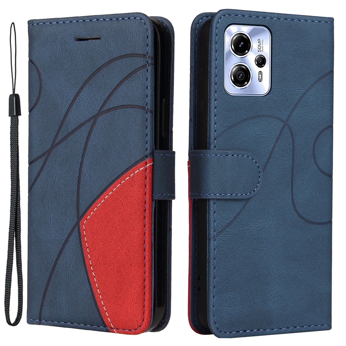 KT Leather Series-1 Flip Stand Phone Case for Motorola Moto G13 4G / G23 4G / G53 5G Wallet Dual-color Splicing Leather Cover