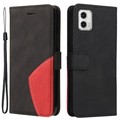 KT Leather Series-1 For Motorola Moto G73 5G Dual-color Splicing Phone Case Wallet Leather Stand Cover