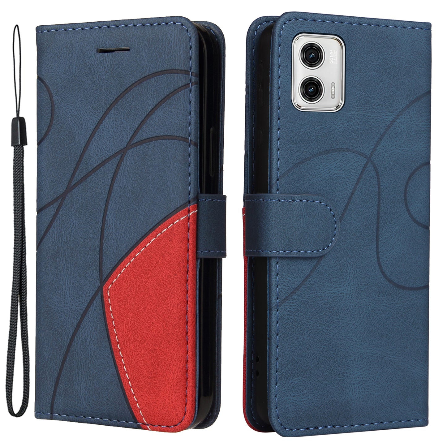 KT Leather Series-1 For Motorola Moto G73 5G Dual-color Splicing Phone Case Wallet Leather Stand Cover