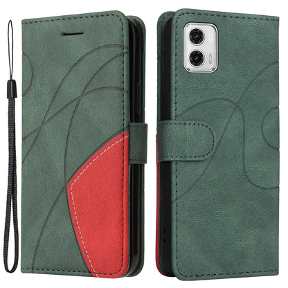 KT Leather Series-1 For Motorola Moto G73 5G Dual-color Splicing Phone Case Wallet Leather Stand Cover