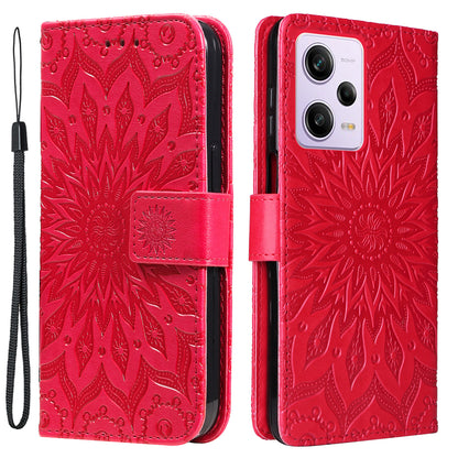 KT Imprinting Flower Series-1 for Xiaomi Redmi Note 12 Pro 5G / Note 12 Pro Speed 5G / Poco X5 Pro 5G Stand Leather Case Wallet Cover with Strap