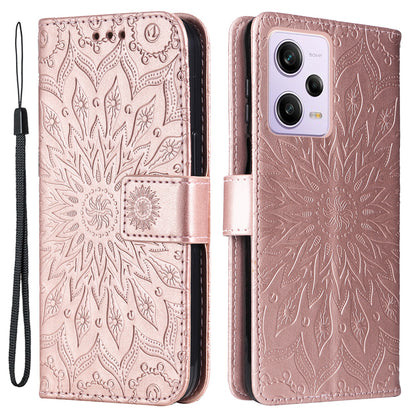 KT Imprinting Flower Series-1 for Xiaomi Redmi Note 12 Pro 5G / Note 12 Pro Speed 5G / Poco X5 Pro 5G Stand Leather Case Wallet Cover with Strap