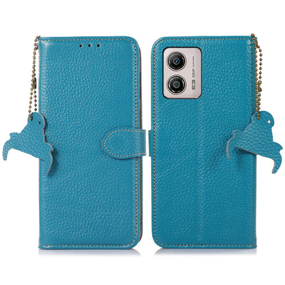 Wallet Case for Motorola Moto G53 5G / G23 4G / G13 4G , Genuine Cow Leather RFID Blocking Stand Phone Cover