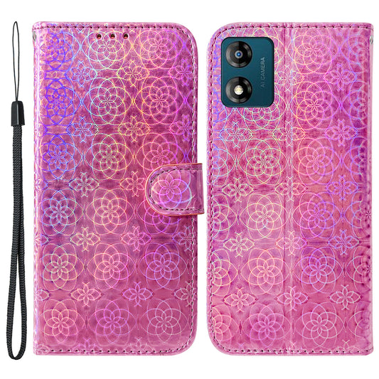 For Motorola Moto E13 4G Stand Wallet Phone Case Dazzling Flower Pattern PU Leather Cell Phone Cover