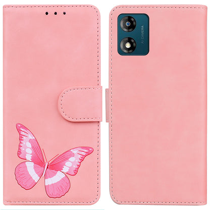 For Motorola Moto E13 4G PU Leather Flip Stand Cover Butterfly Printing Wallet Phone Case