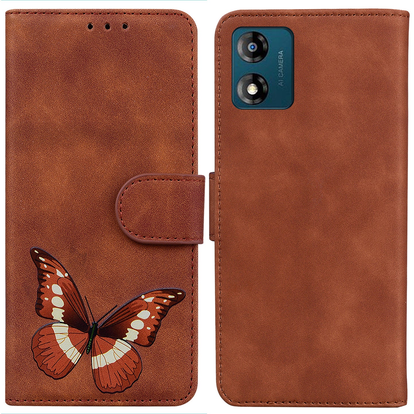 For Motorola Moto E13 4G PU Leather Flip Stand Cover Butterfly Printing Wallet Phone Case