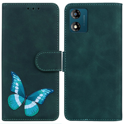 For Motorola Moto E13 4G PU Leather Flip Stand Cover Butterfly Printing Wallet Phone Case