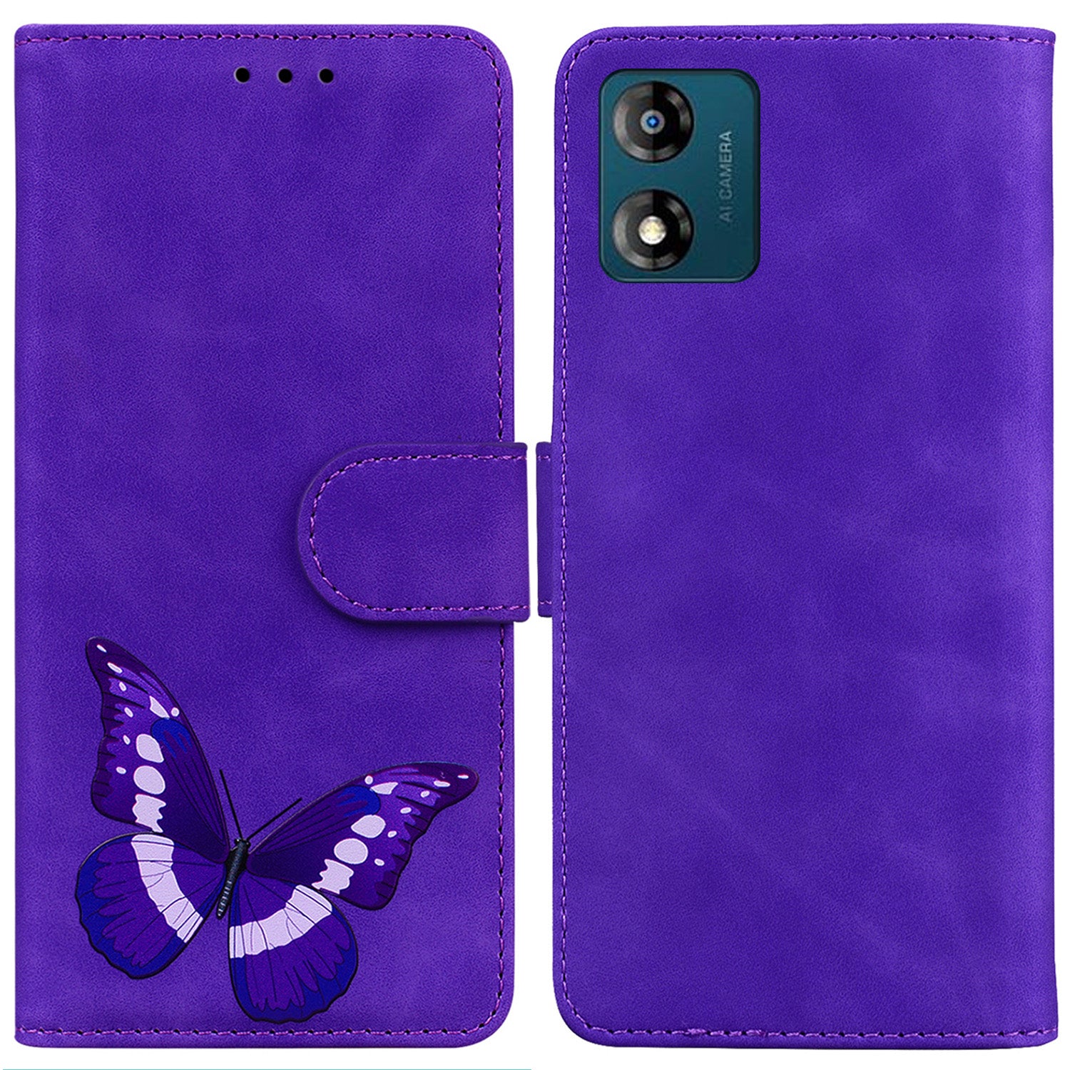 For Motorola Moto E13 4G PU Leather Flip Stand Cover Butterfly Printing Wallet Phone Case