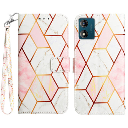 YB Pattern Printing Leather Series-5 Phone Case for Motorola Moto E13 4G Wallet Marble Pattern Cover