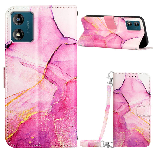 YB Pattern Printing Leather Series-6 For Motorola Moto E13 4G Marble Pattern Wallet Phone Case PU Leather Cover