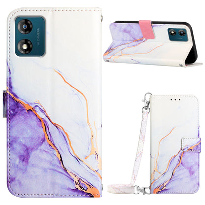 YB Pattern Printing Leather Series-6 For Motorola Moto E13 4G Marble Pattern Wallet Phone Case PU Leather Cover