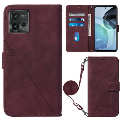 YB Imprinting Series-2 Flip Case for Motorola Moto G72 4G / 5G Imprinted Lines Phone Case Leather Cover