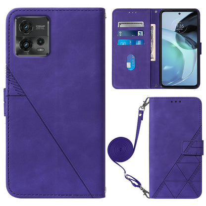 YB Imprinting Series-2 Flip Case for Motorola Moto G72 4G / 5G Imprinted Lines Phone Case Leather Cover